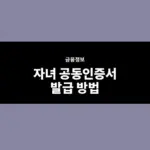 자녀 공동인증서 발급 방법 미성년자 준비서류까지 정리