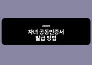 자녀 공동인증서 발급 방법