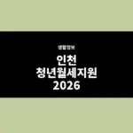 인천 청년월세지원 2026 신청 방법, 자격·소득·서류 정리