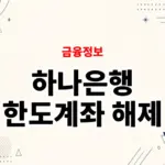 하나은행 한도계좌 해제 방법, 조건과 필요서류 최신 정리