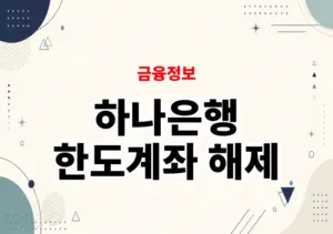 하나은행 한도계좌 해제